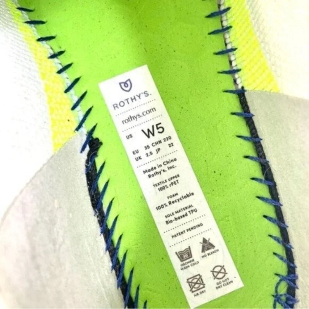 Rothys White Terry Sneakers Neon Accents